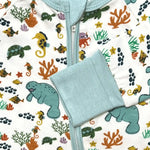 Kolorful Manatee Pajamas with Two Way Zipper and Fold Over Hands and Feet - Apparel & Accessories > Clothing > Baby & Toddler Clothing > Baby & Toddler Sleepwear Pajama