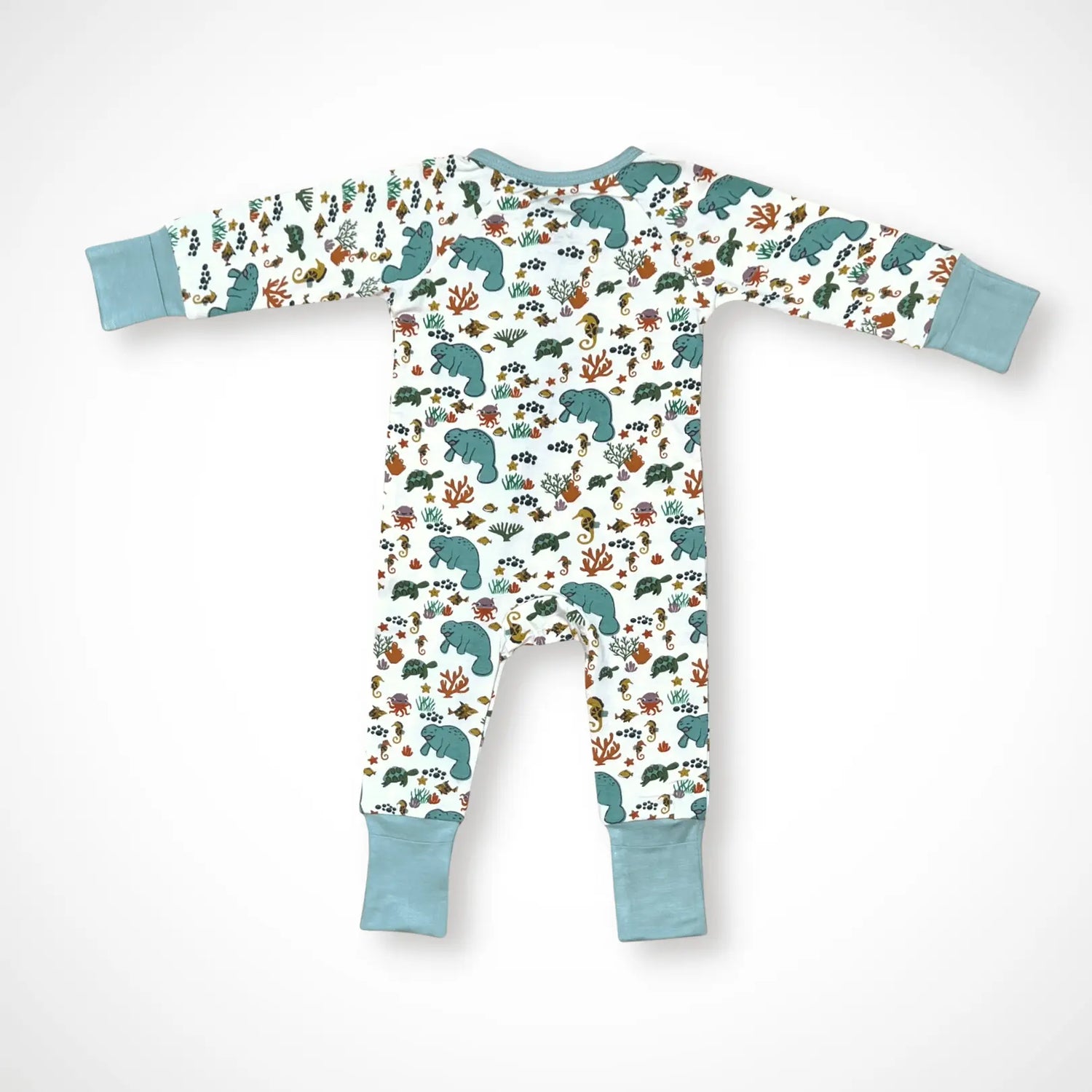 Kolorful Manatee Pajamas with Two Way Zipper and Fold Over Hands and Feet - Apparel & Accessories > Clothing > Baby & Toddler Clothing > Baby & Toddler Sleepwear Pajama