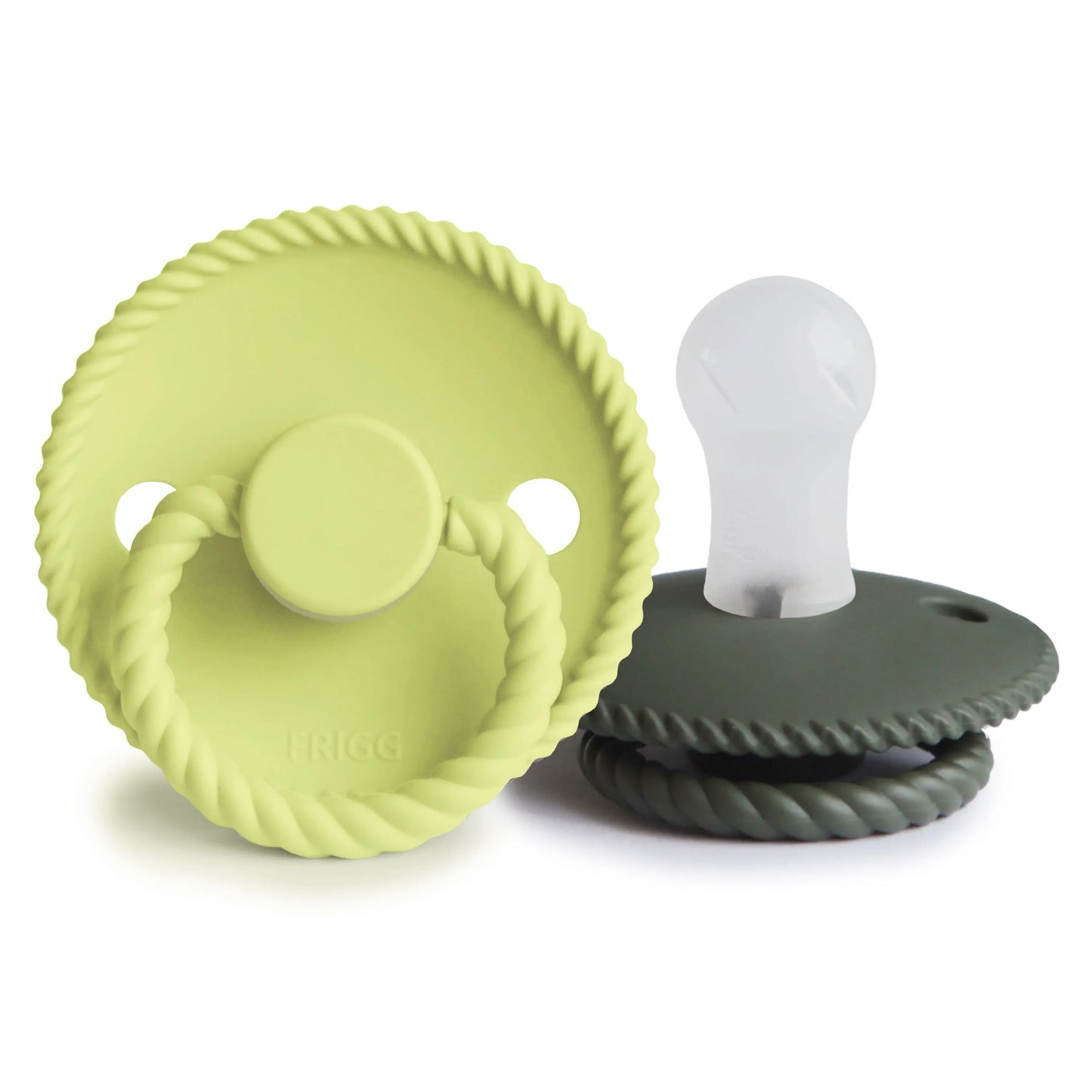 Frigg Rope Silicone Pacifier 2 Pack with SilkySoft Nipple and Click Lock System Mushie