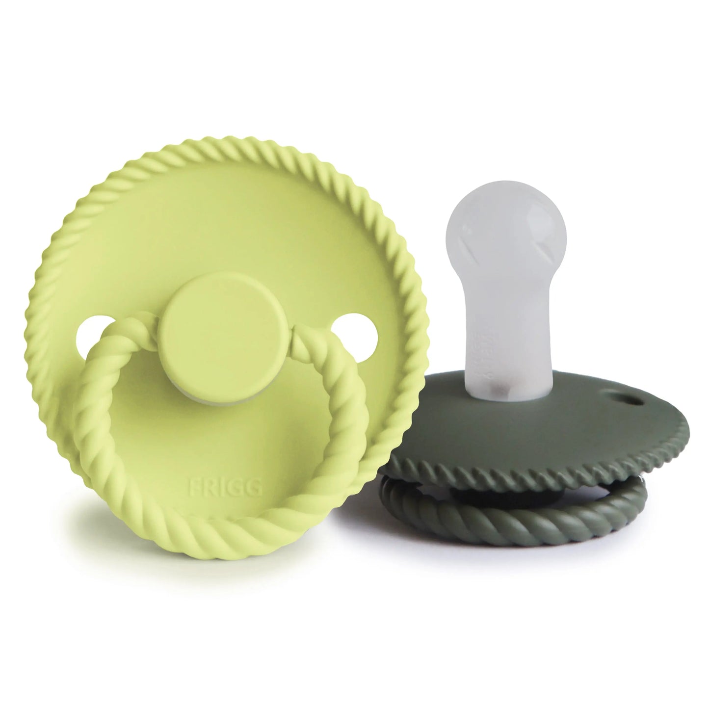 Frigg Rope Silicone Pacifier 2 Pack with SilkySoft Nipple and Click Lock System Mushie