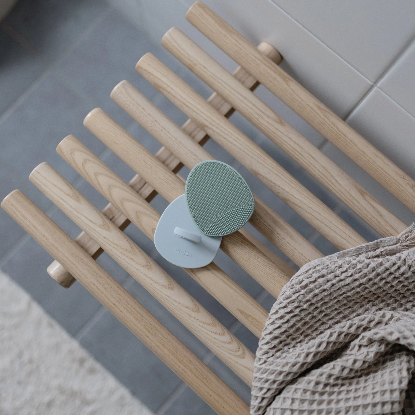 Cradle Cap Brush for Babies with Soft Silicone Bristles for Gentle Exfoliation and Massage Mushie