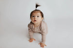 Three Little Tots Mauve Baby Ribbed Playsuit with pockets - 