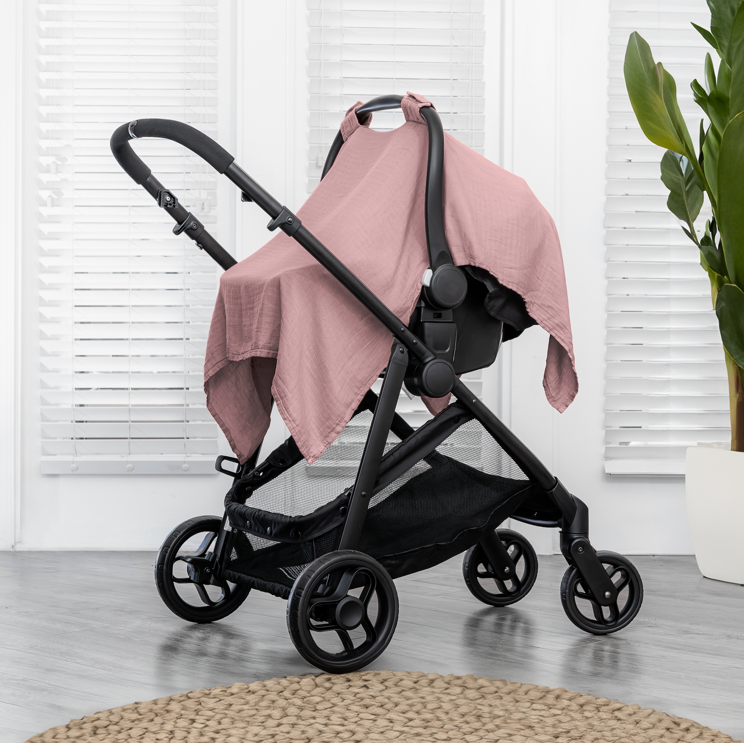 Baby Car Seat Cover in Mauve by Comfy Cubs at Everetts Place