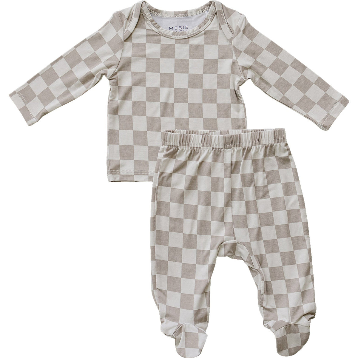 Taupe Checkered Bamboo Layette Set by Mebie Baby at Everetts Place