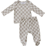 Taupe Checkered Bamboo Layette Set by Mebie Baby at Everetts Place