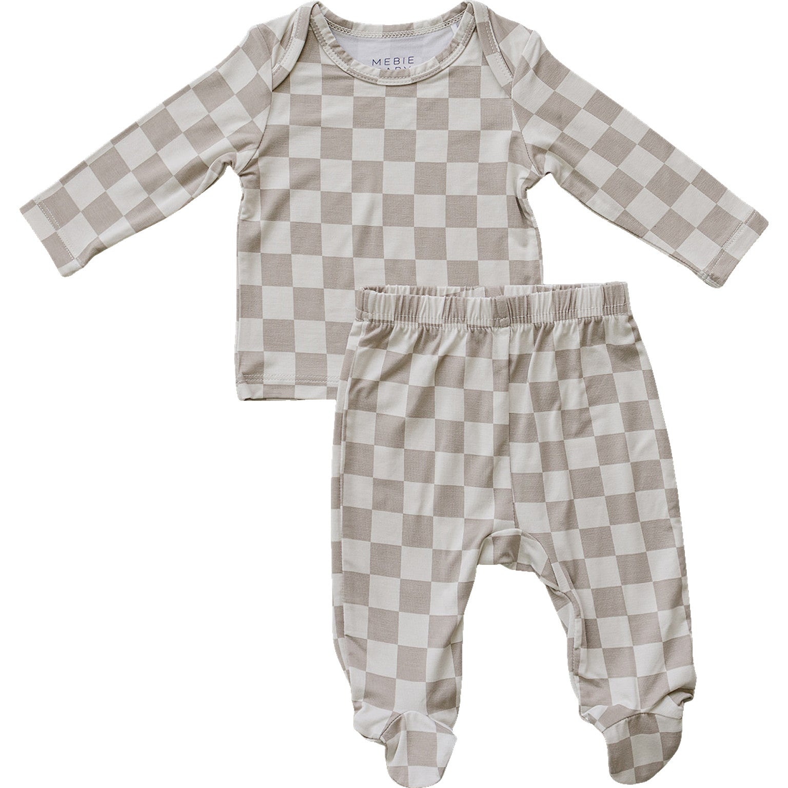 Taupe Checkered Bamboo Layette Set by Mebie Baby at Everetts Place