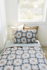 Patchwork Print + Blue Blossom Lace Twin Muslin Quilt by Mebie Baby at Everetts Place