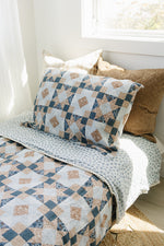Patchwork Print + Blue Blossom Lace Twin Muslin Quilt by Mebie Baby at Everetts Place
