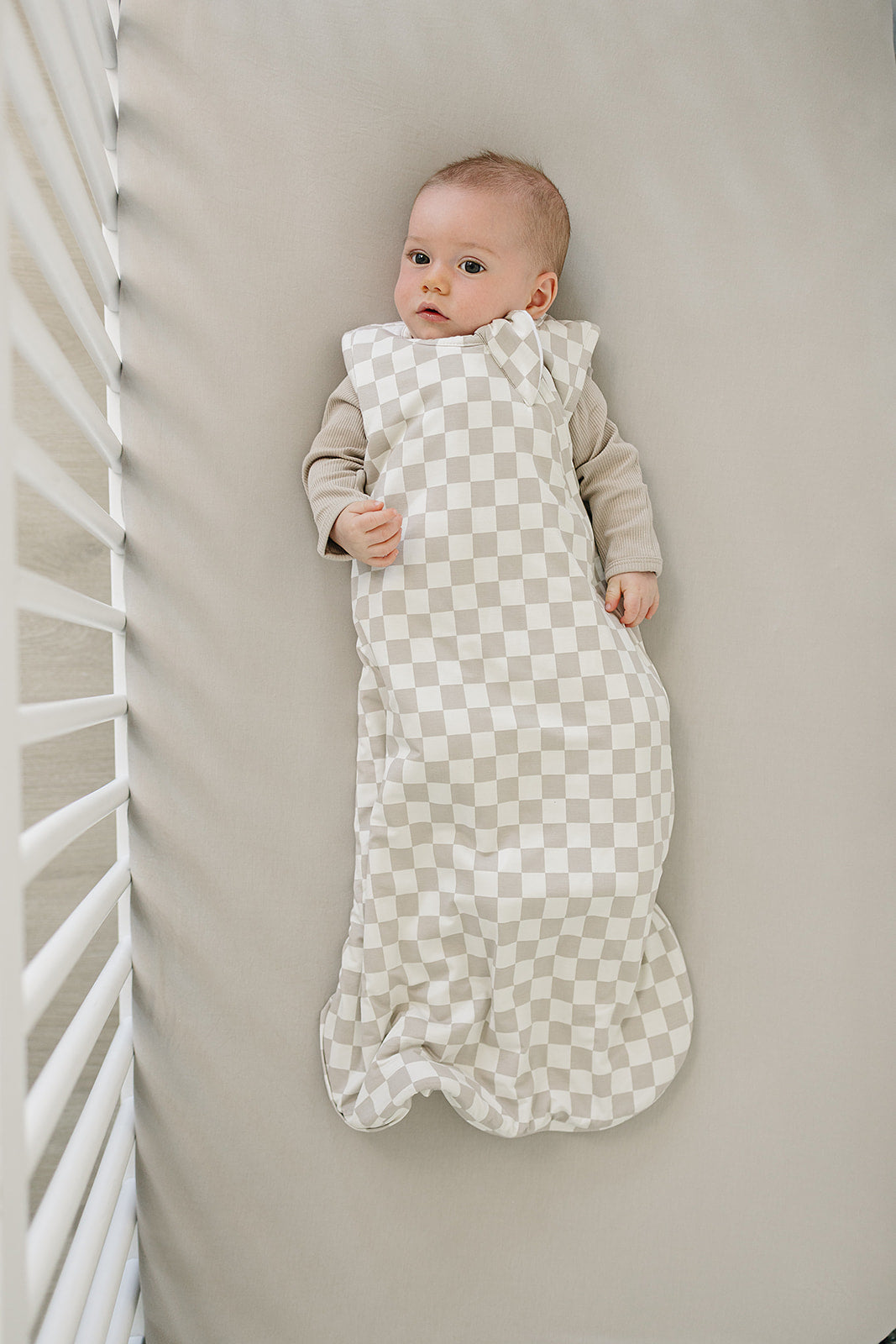 Taupe Checkered Bamboo Sleep Sack by Mebie Baby at Everetts Place