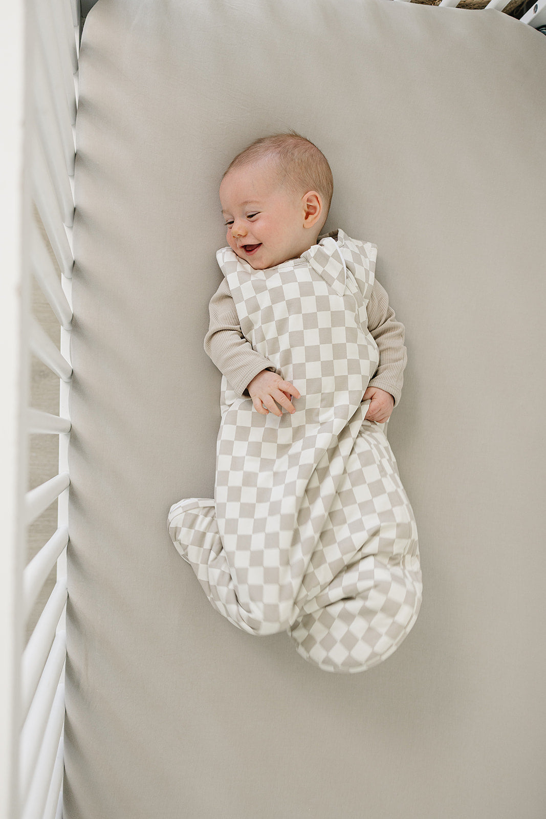 Taupe Checkered Bamboo Sleep Sack by Mebie Baby at Everetts Place