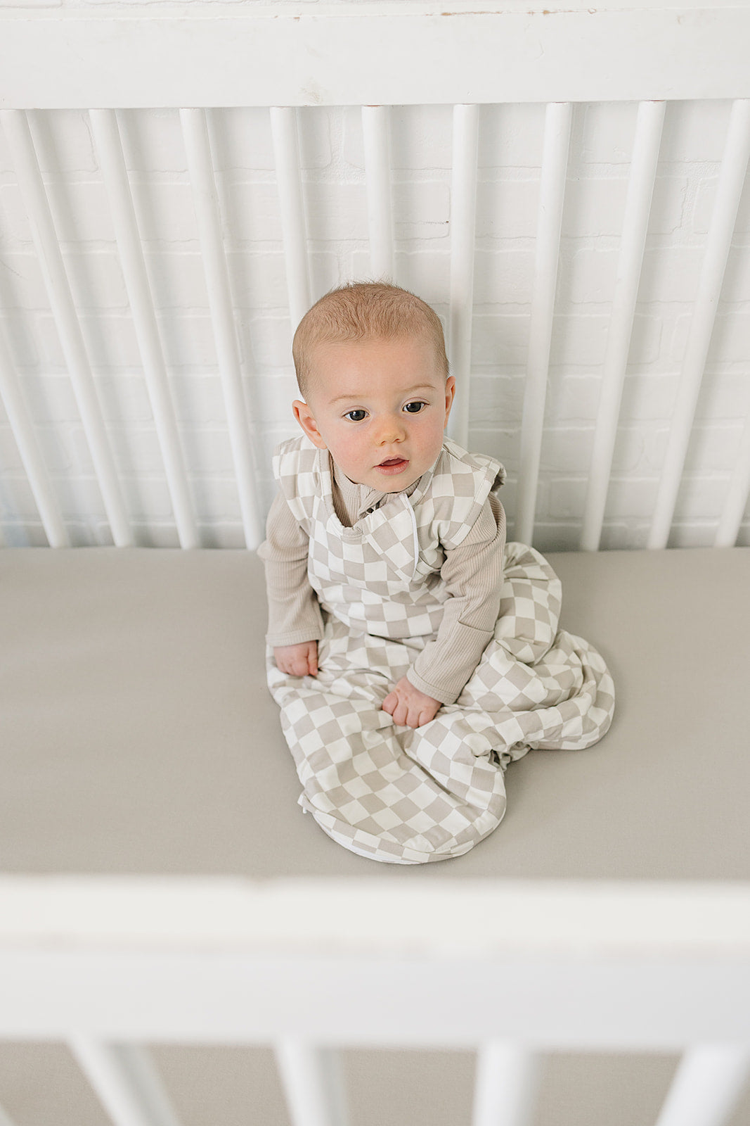 Taupe Checkered Bamboo Sleep Sack by Mebie Baby at Everetts Place