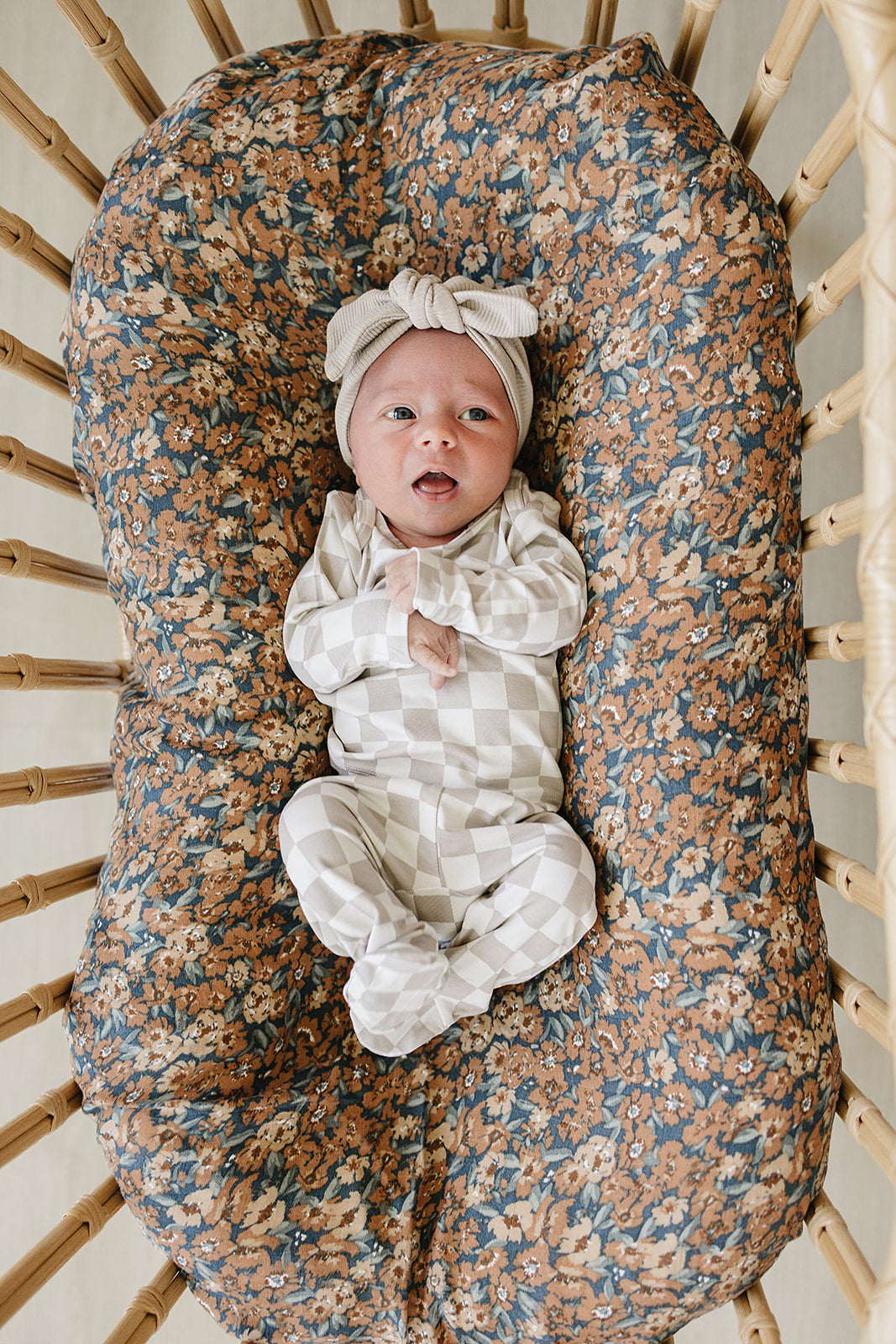 Taupe Checkered Bamboo Layette Set by Mebie Baby at Everetts Place