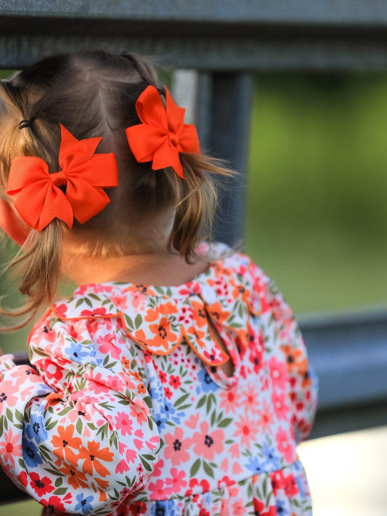 Polyester Smock Dress - Pumpkin Bow Embroidery