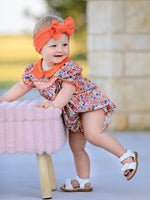 Fall Floral Smocked Bubble Romper by Rylee Faith Designs