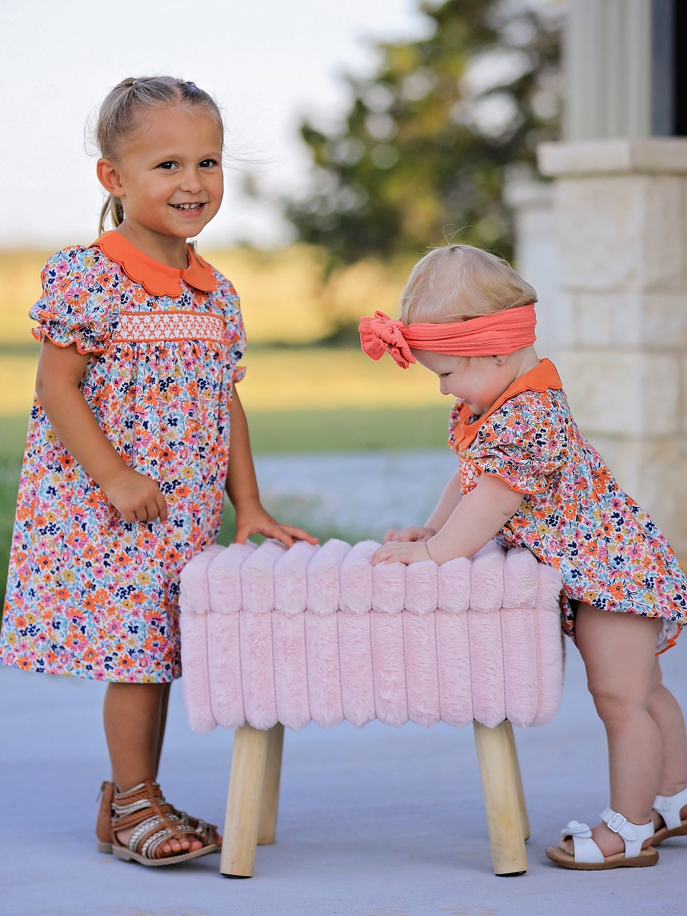Fall Floral Smocked Bubble Romper by Rylee Faith Designs