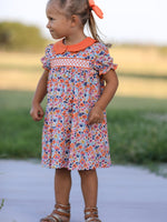 Fall Floral Smocked Petals Collar Girls Dress by Rylee Faith Designs