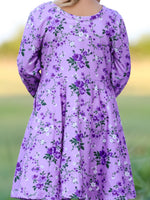 Girls Long Sleeve Twirl Dress - Fall Lavender Floral Print by Rylee Faith Designs