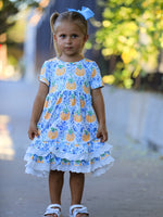 Girls Fall Pumpkin Patch Dress with Lace Trim and Pockets by Rylee Faith Designs