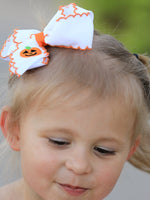 Halloween Pumpkin Bow Hairpin by Rylee Faith Designs
