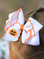Halloween Pumpkin Bow Hairpin by Rylee Faith Designs