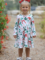 Girls Christmas Bow Print Dress by Rylee Faith Designs