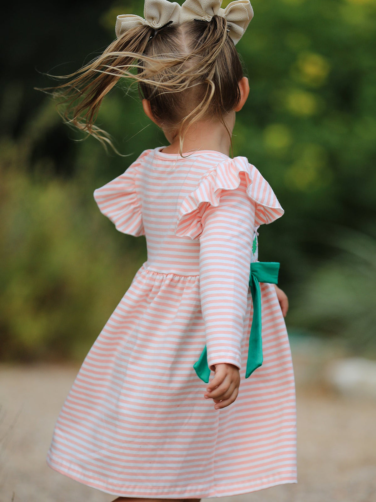 Christmas Tree Smocked Embroidery Stripe Baby Girls Dress by Rylee Faith Designs