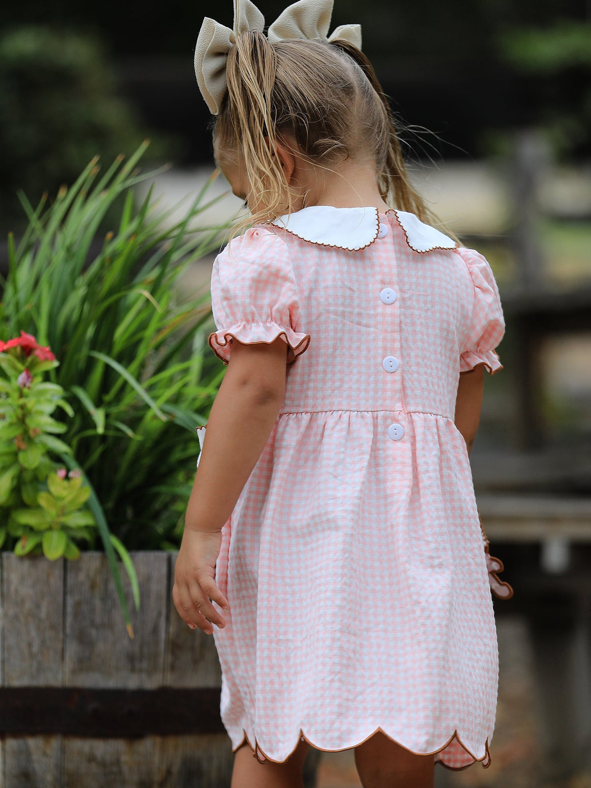 Christmas Girls Gingerbread Peter Pan Collar Dress by Rylee Faith Designs