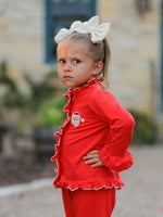 Christmas Red Girls Embroidered Pajamas by Rylee Faith Designs