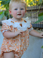 Thanksgiving Turkey Floral Lace Bubble Girls Romper by Rylee Faith Designs