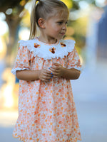 Polyester Blend Girls Dress, Thanksgiving Turkey Floral Lace Ruffle by Rylee Faith Designs