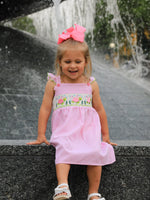 Organic Turtle Girls Dress Pink Stripe Ruffle Strap by Rylee Faith Designs at Everetts Place