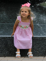 Organic Turtle Girls Dress Pink Stripe Ruffle Strap by Rylee Faith Designs at Everetts Place