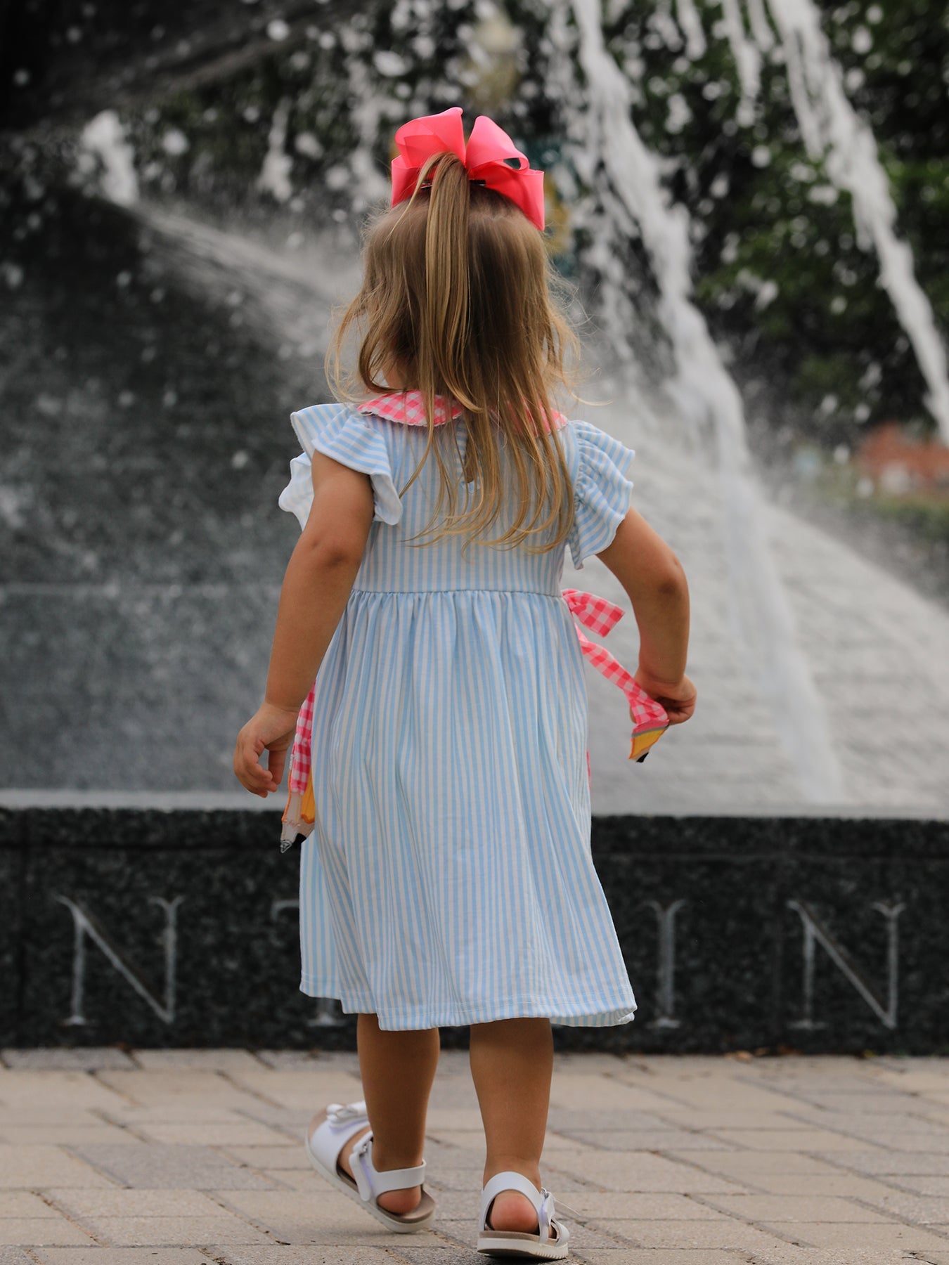 Back To School Girls Striped lapels Bow Dress by Rylee Faith Designs at Everetts Place