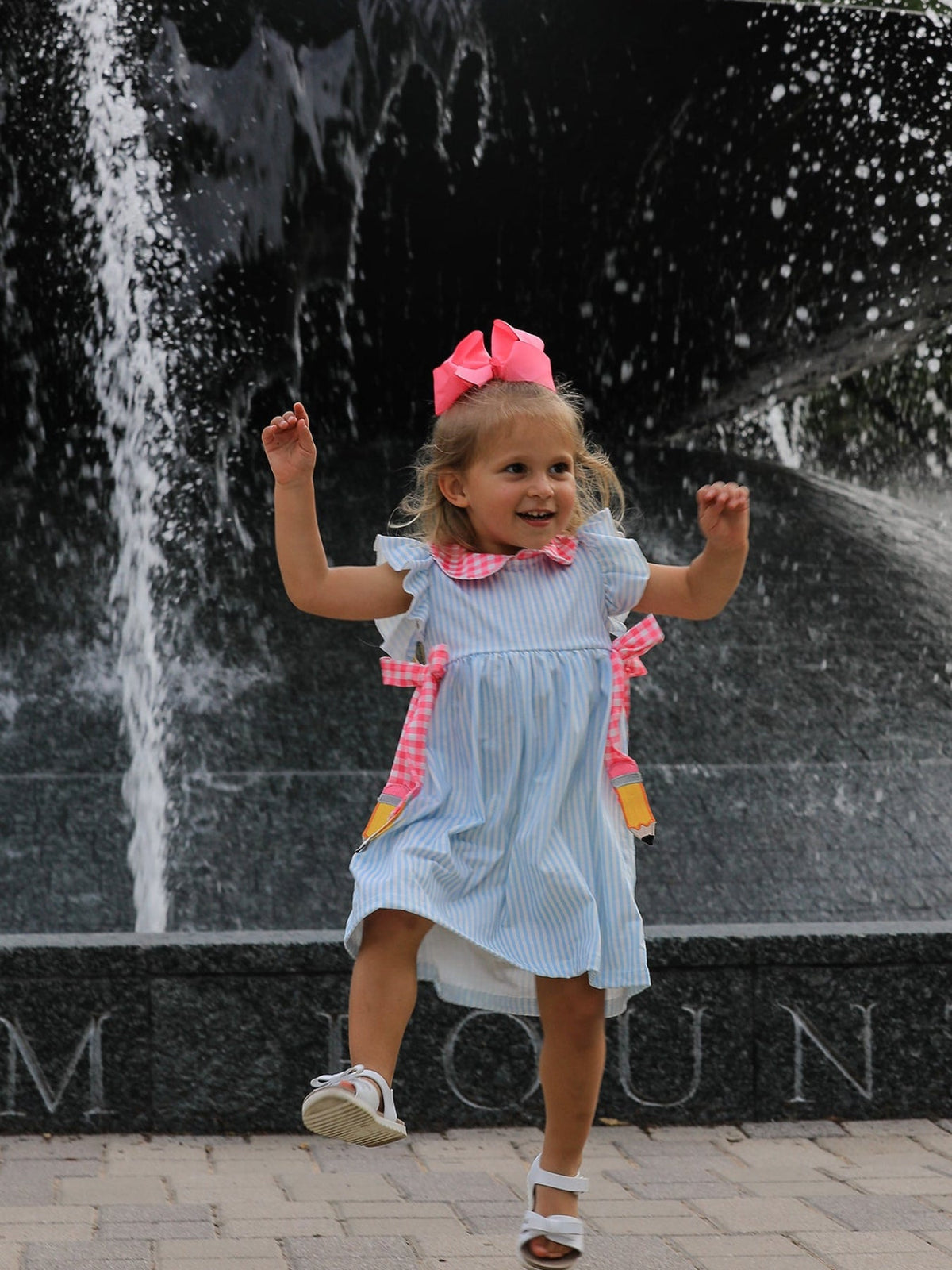 Back To School Girls Striped lapels Bow Dress by Rylee Faith Designs at Everetts Place