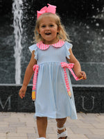 Back To School Girls Striped lapels Bow Dress by Rylee Faith Designs at Everetts Place