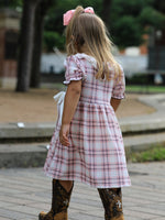 Western Horse Embroidered Smocked Plaid Girls Dress by Rylee Faith Designs at Everetts Place