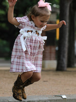 Western Horse Embroidered Smocked Plaid Girls Dress by Rylee Faith Designs at Everetts Place