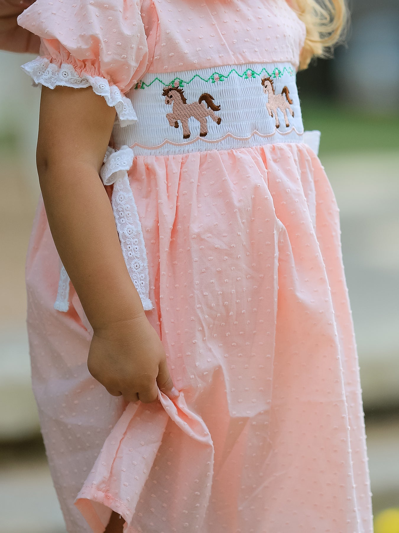 Western Horse Embroidery Girls Dress Lace Petals Collar Puff Sleeve by Rylee Faith Designs at Everetts Place