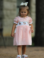 Western Horse Embroidery Girls Dress Lace Petals Collar Puff Sleeve - Baby & Toddler Clothing, Dress, Pink, Day Dress, One-piece garment | Everetts Place