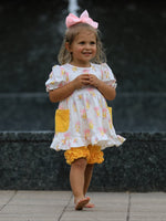 Girls Back To School Pencil Bow Pocket Ruffle Top Shorts Set by Rylee Faith Designs at Everetts Place