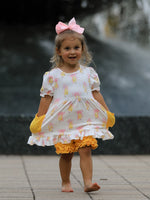 Girls Back To School Pencil Bow Pocket Ruffle Top Shorts Set by Rylee Faith Designs at Everetts Place