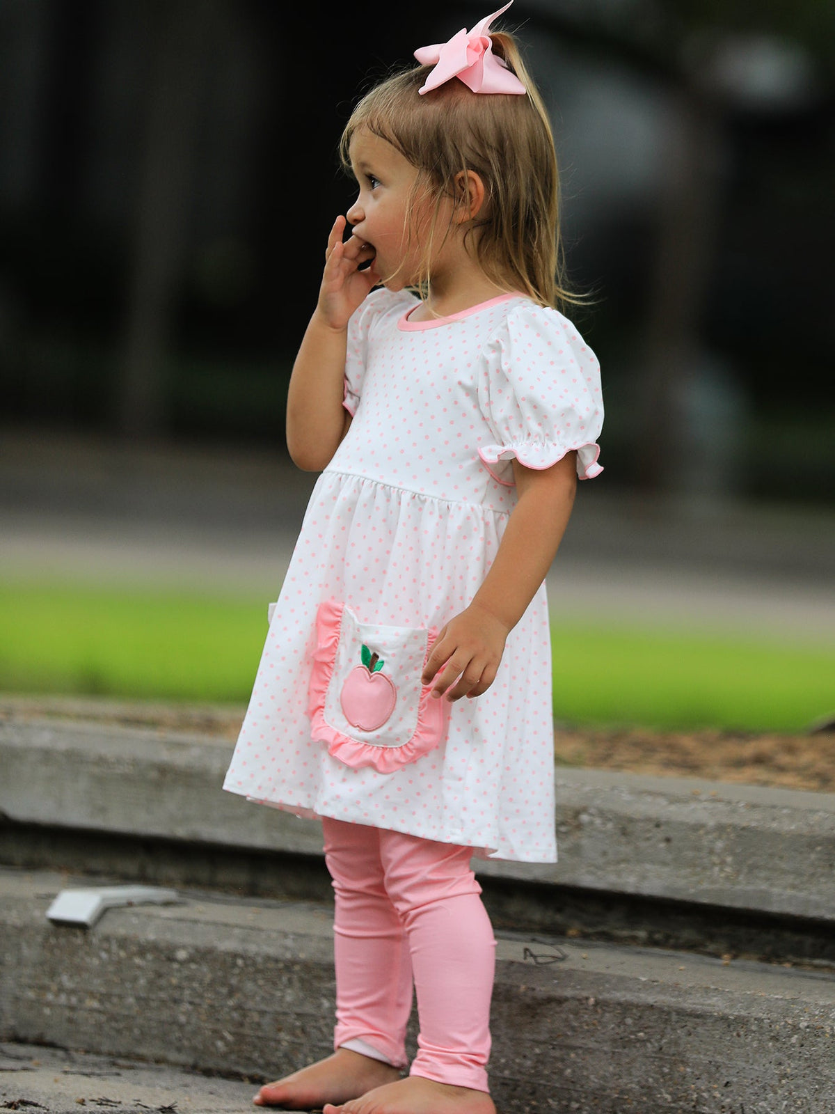 Back To School Girls' Apple Applique Set with Pockets by Rylee Faith Designs at Everetts Place