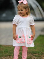 Back To School Girls' Apple Applique Set with Pockets by Rylee Faith Designs at Everetts Place