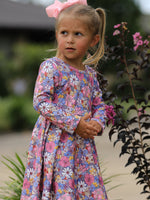 Polyester Girls Long Sleeve Twirl Dress - Fall Vintage Floral by Rylee Faith Designs