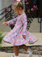 Polyester Girls Long Sleeve Twirl Dress - Fall Vintage Floral by Rylee Faith Designs