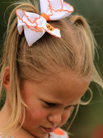Halloween Pumpkin Bow Hairpin by Rylee Faith Designs