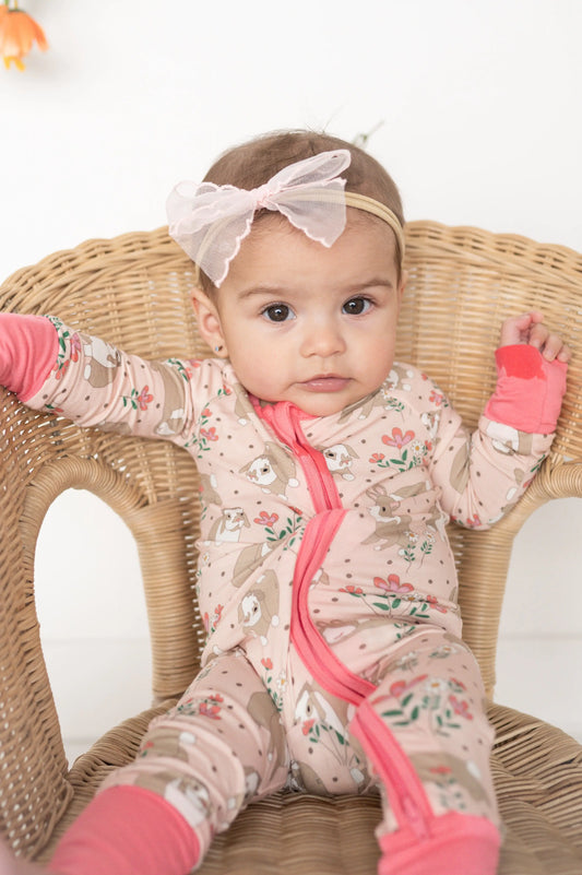 Meadow Bunny Convertible Zip Footies for Babies Dreamlet Dreamlet Everetts Place: Online Boutique