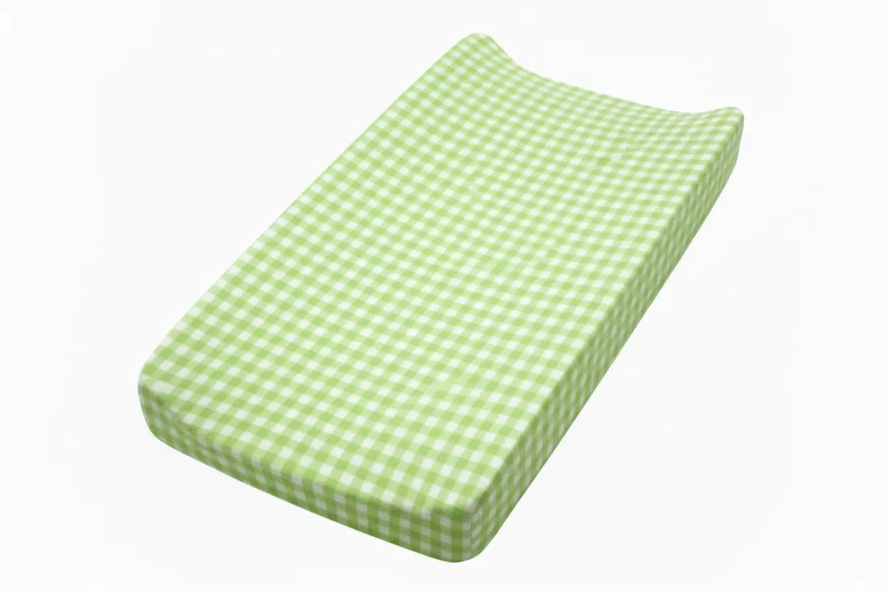 Meadow Green Gingham Changing Pad Cover For Nursery Little Mae & Co 