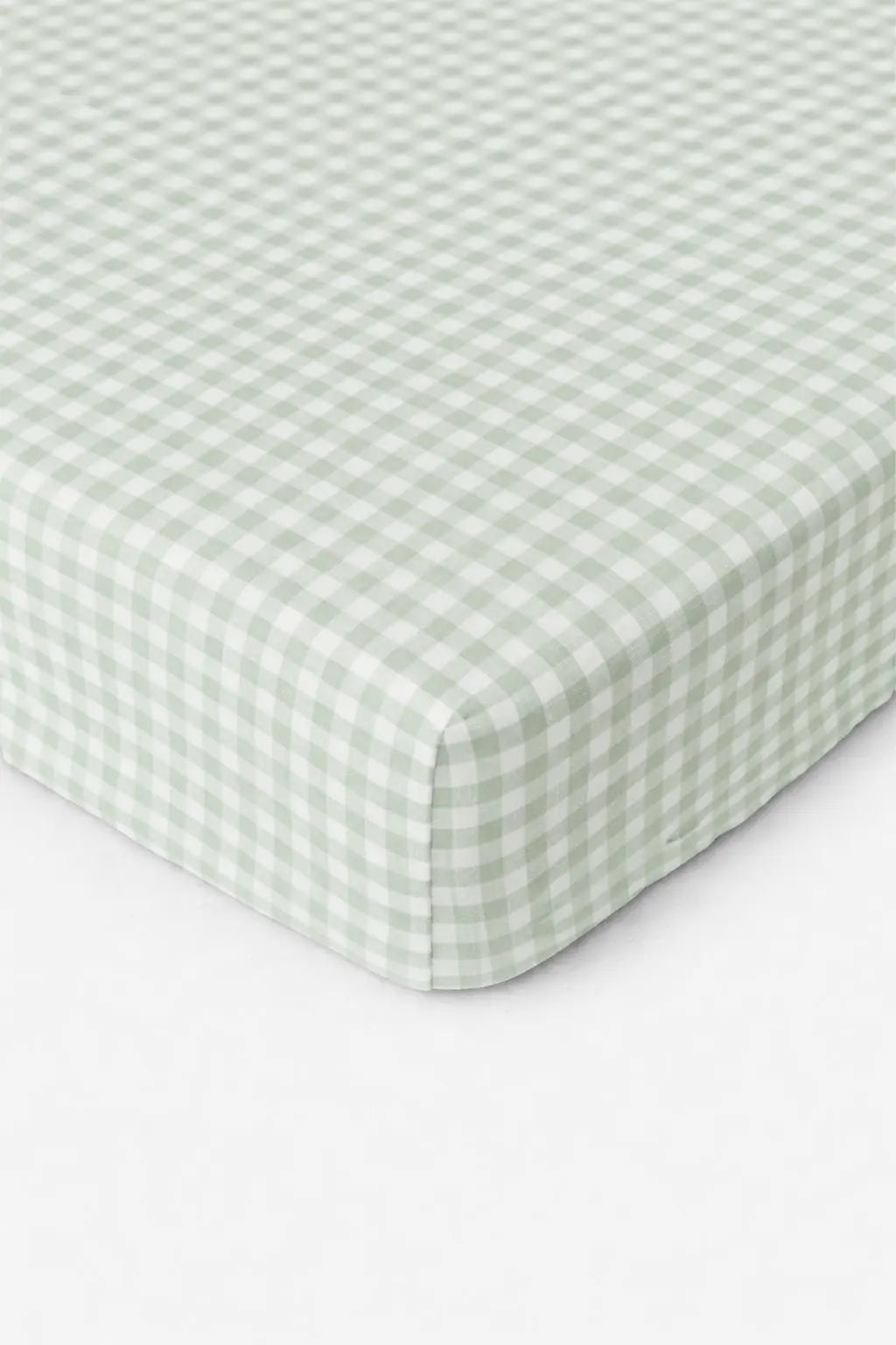 Meadow Green Gingham Crib Sheet 100 Percent Cotton Fitted Standard 52 x 28 Little Mae & Co 