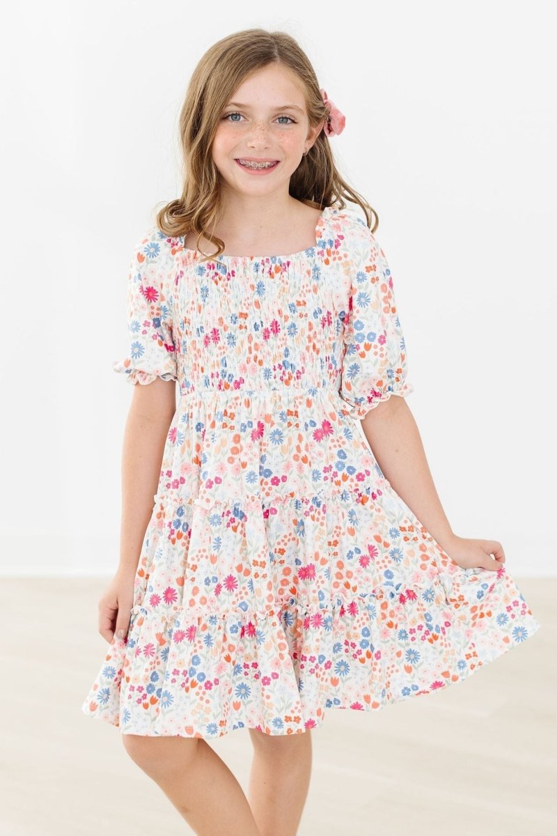Mila & Rose ® Meadow Magic Smocked Ruffle Dress For Girls Twirl Ready - Everetts Place Boutique - 